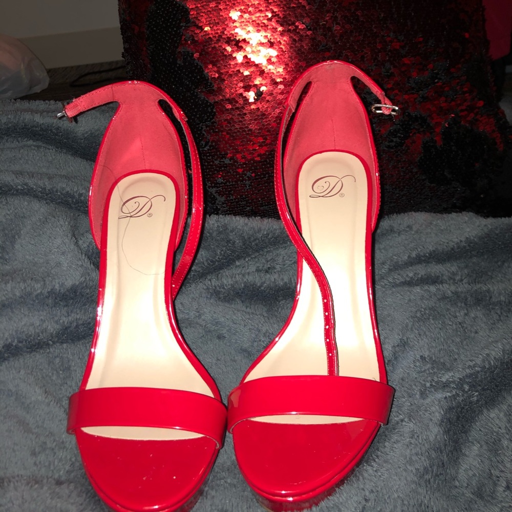 Red Stiletto Ankle Strap Sandals